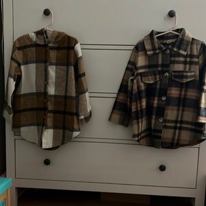 Size 4t (110) girls shackets. One hooded without pockets, second with pockets.